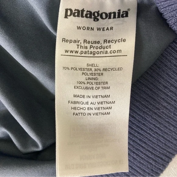 Patagonia Worn Wear Los Gatos Thick Fleece Blue Bomber Jacket Women's Small - Picture 12 of 16